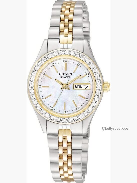 Ladies\' Dress Quartz Stainless Steel Bracelet Watch with Crystals Day Date main image 5